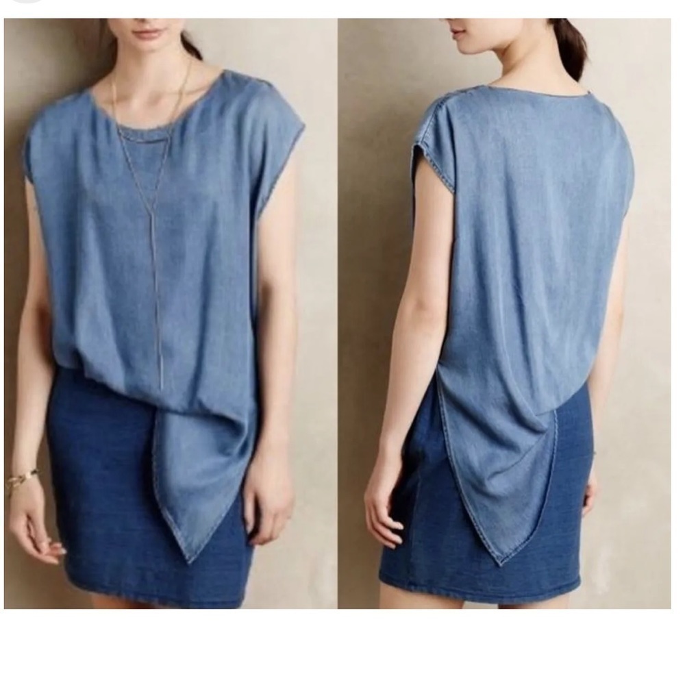 Amado Anthropologie Women’s Two tone Chambray Mini Dress Casual Size Small